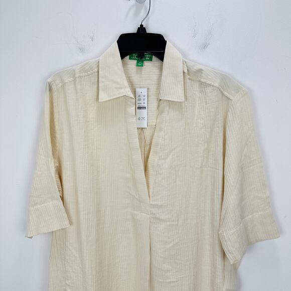 J.Crew Popover Shirt Airy Gauze Tunic Warm Sesame Relaxed Cotton Beach XXS NWT - Picture 5 of 11
